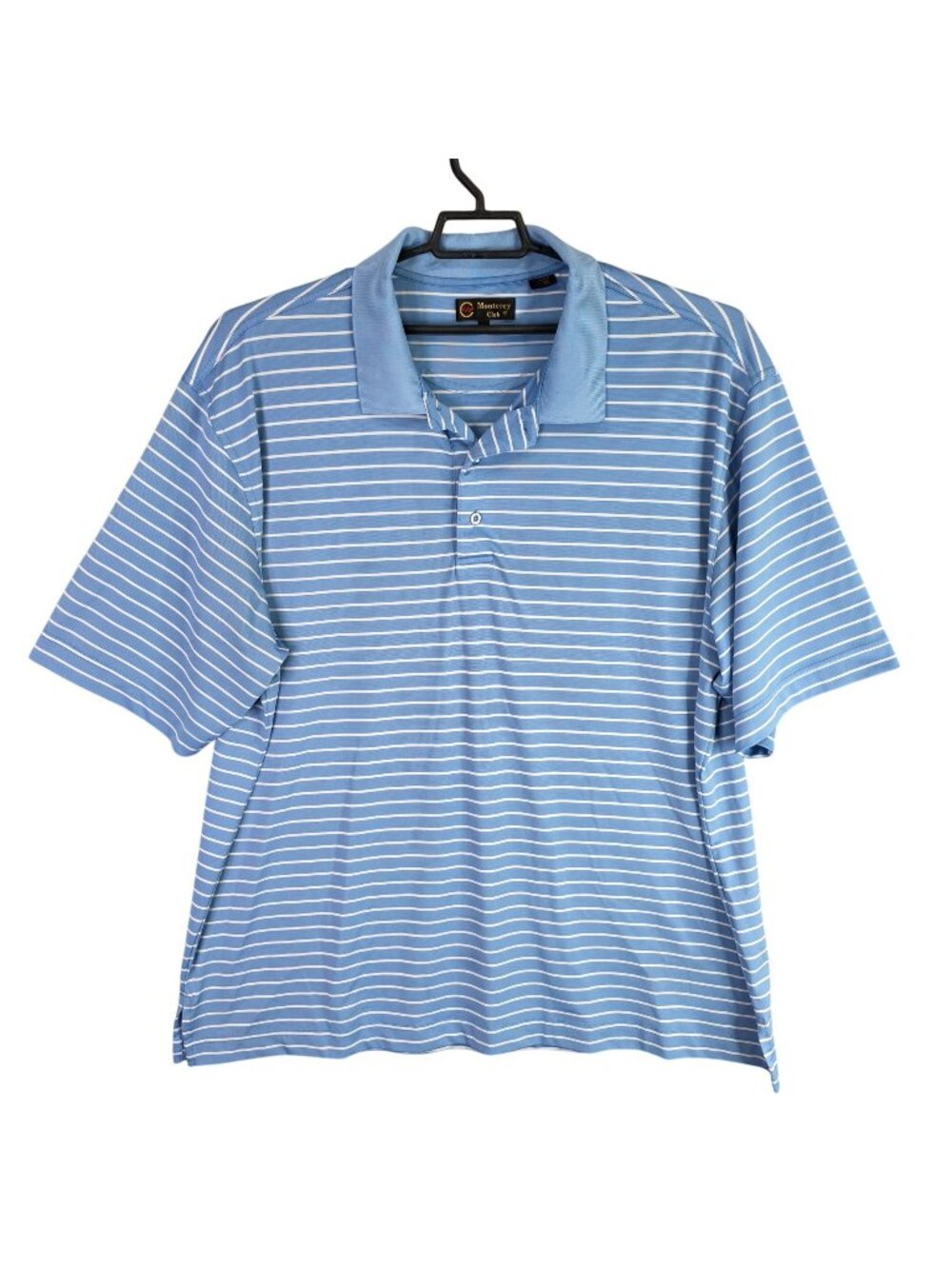 Mens Monterey Club Blue & White Striped Polo Shirt Polyester Spandex Size 3XL